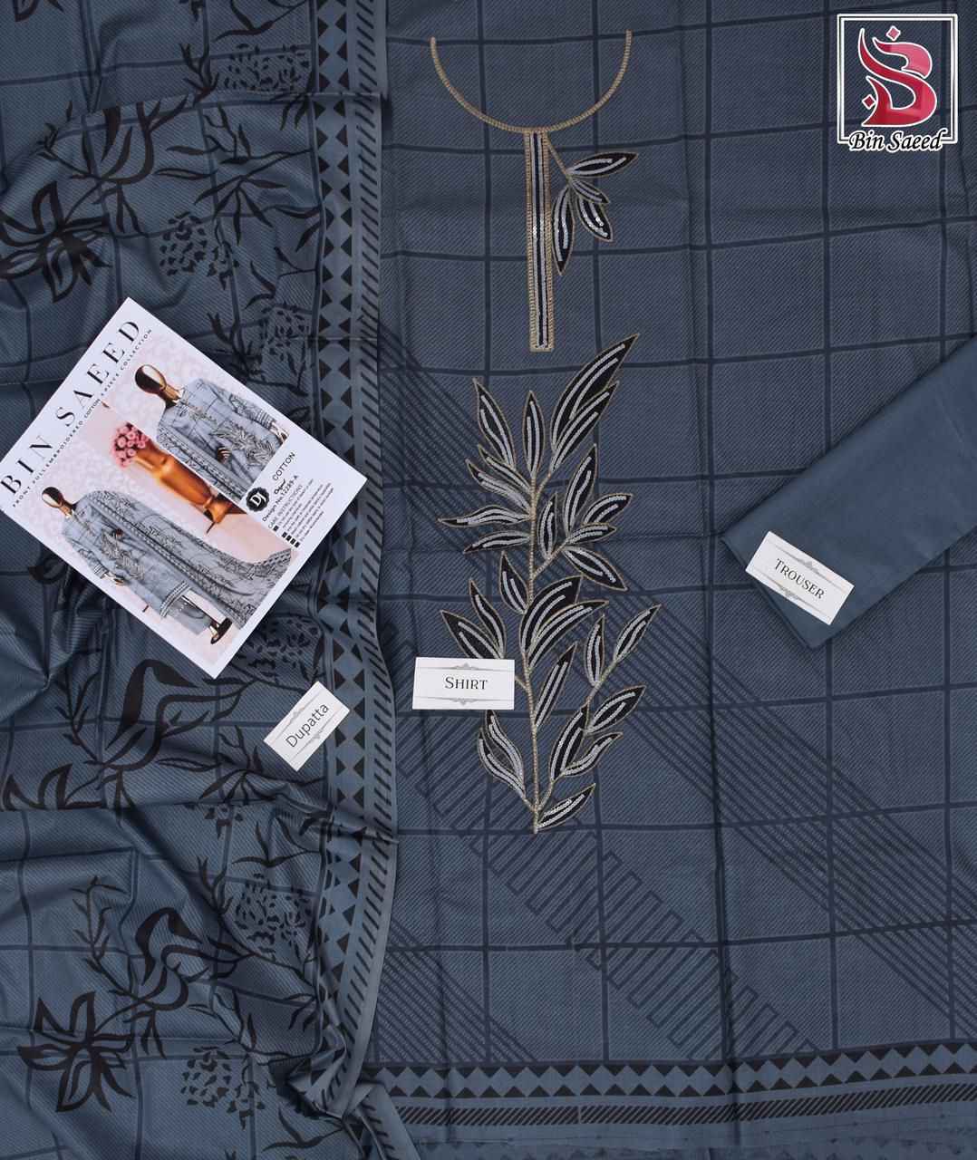 Bin Saeed Cotton Embroidered Unstitched Suit | Women’s Summer Collection 2025