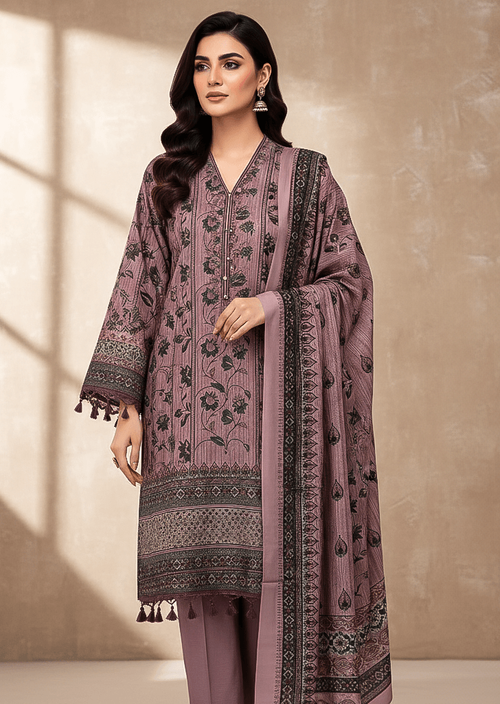 Bin Saeed 3 Piece Printed Cotton Suit | Premium Unstitched Summer Collection 2025
