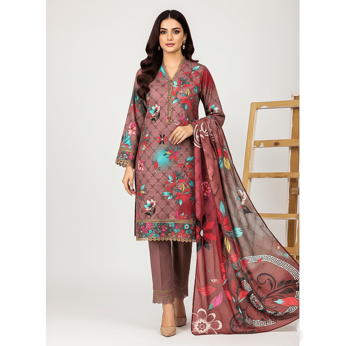 Chic Khaddar Digital Print 3-Piece Unstitched Suit | Premium Winter Collection - JIYA's FASHION