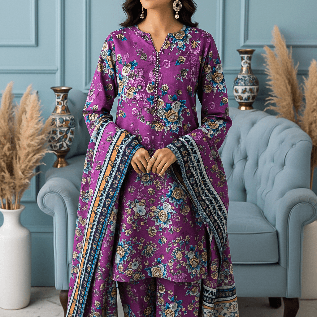 Premium Fine Khaddar Digital Printed 3PC Suit | Premium Winter Collection 2025