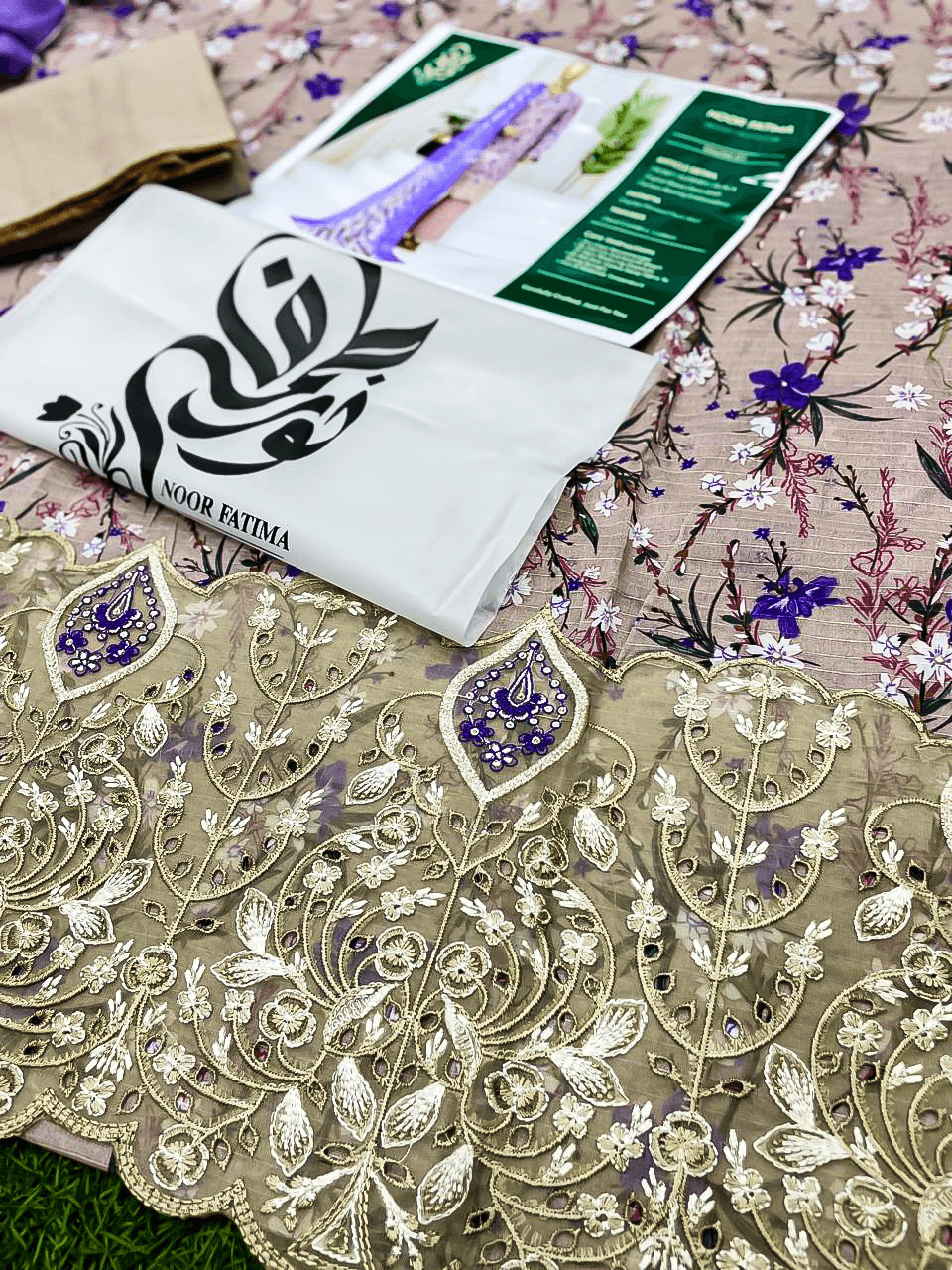 Noor E Azal (Noor Fatima) Unstitched 3 Piece Lawn Suit | Digital Printed Embroidered Dress