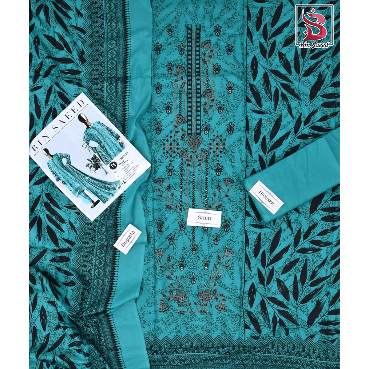 Bin Saeed Premium Embroidery Unstitched Cotton Suit  | Women’s Premium Cotton Collection 2025 - JIYA's FASHION