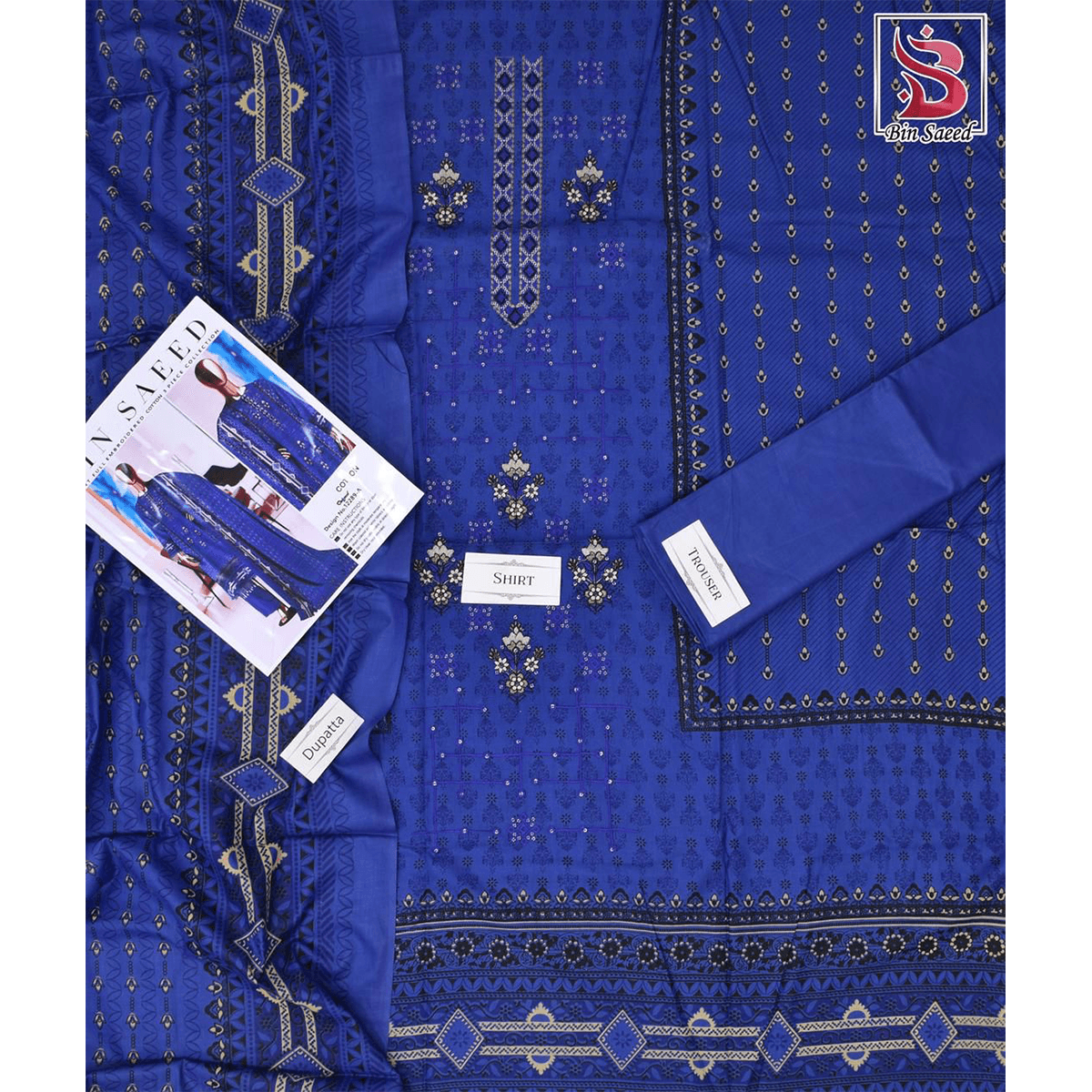 Bin Saeed Cotton Embroidered Cotton Suit | Premium Unstitched Women's Collection