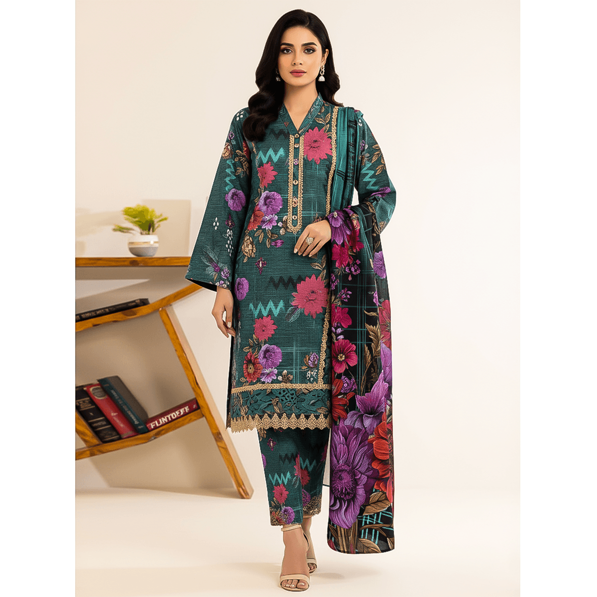 Nishat Khaddar 3-Piece Unstitched Suit | Premium Winter Collection - JIYA's FASHION