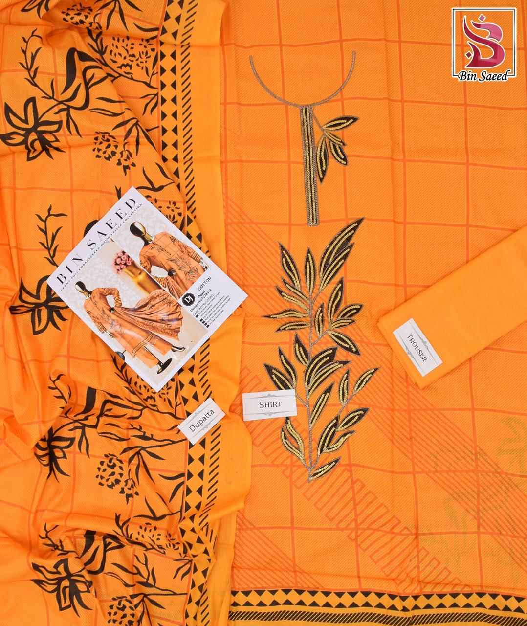 Bin Saeed Cotton Embroidered Unstitched Suit | Women’s Summer Collection 2025