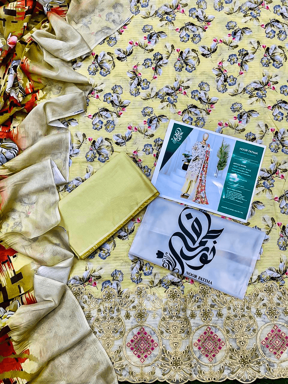 Noor E Azal (Noor Fatima) Unstitched 3 Piece Lawn Suit | Digital Printed Embroidered Dress