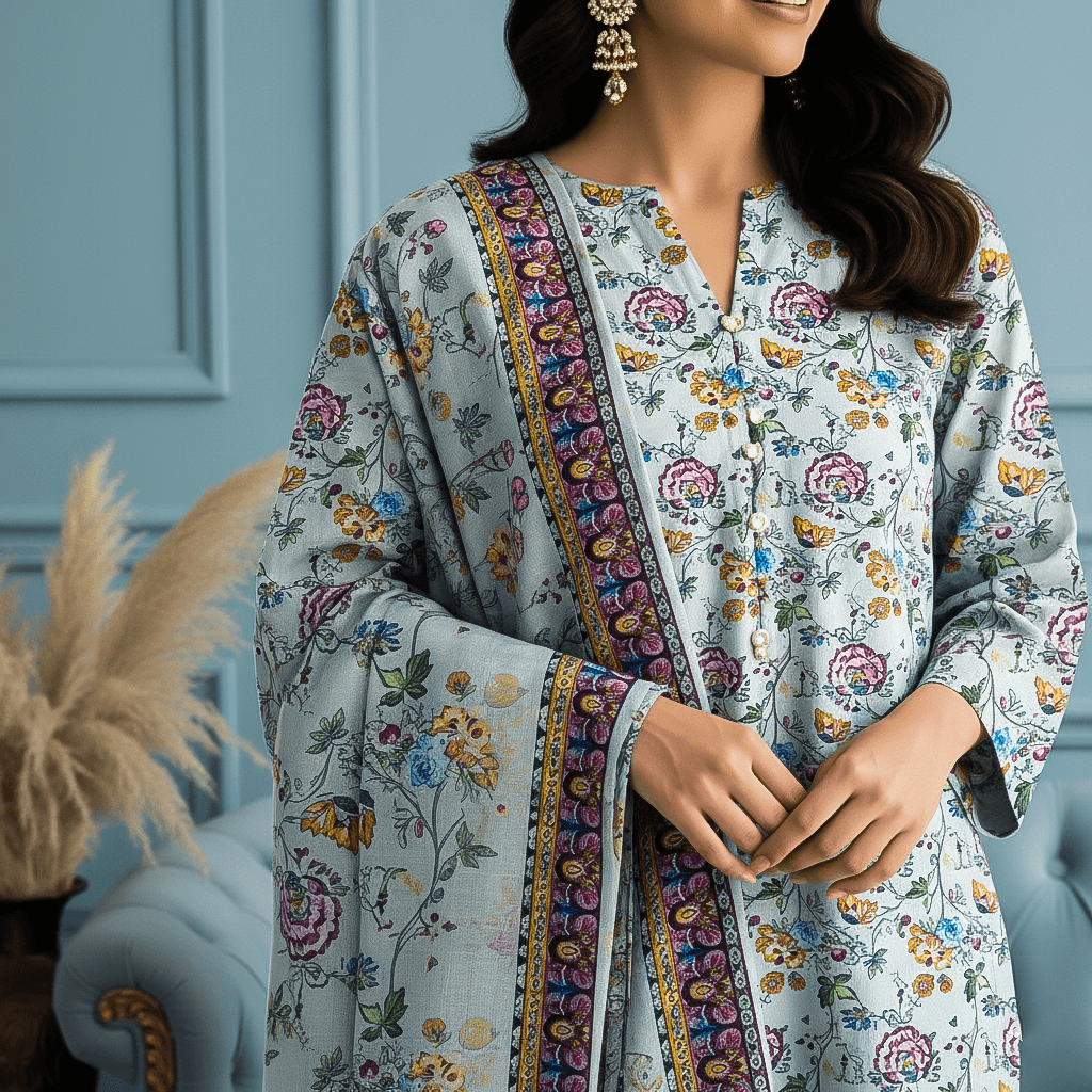 Premium Fine Khaddar Digital Printed 3PC Suit | Premium Winter Collection 2025