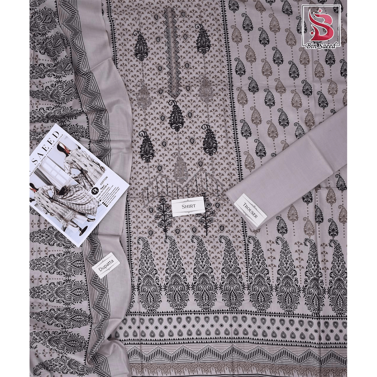 Bin Saeed 3 Piece Printed Cotton Suit | Premium Unstitched Summer Collection 2025