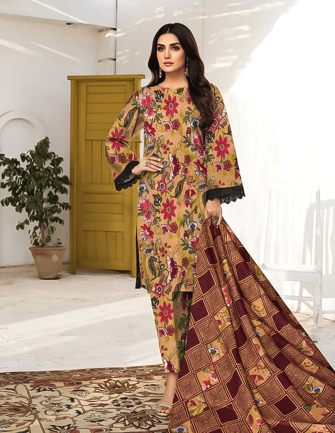 Bareeze Digital Khaddar 3 Piece Suit | Premium Women's Winter Collection 2025
