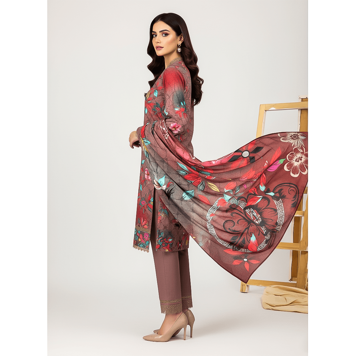 Chic Khaddar Digital Print 3-Piece Unstitched Suit | Premium Winter Collection - JIYA's FASHION