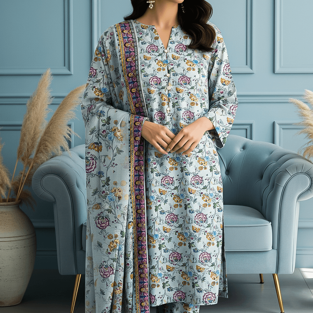 Premium Fine Khaddar Digital Printed 3PC Suit | Premium Winter Collection 2025