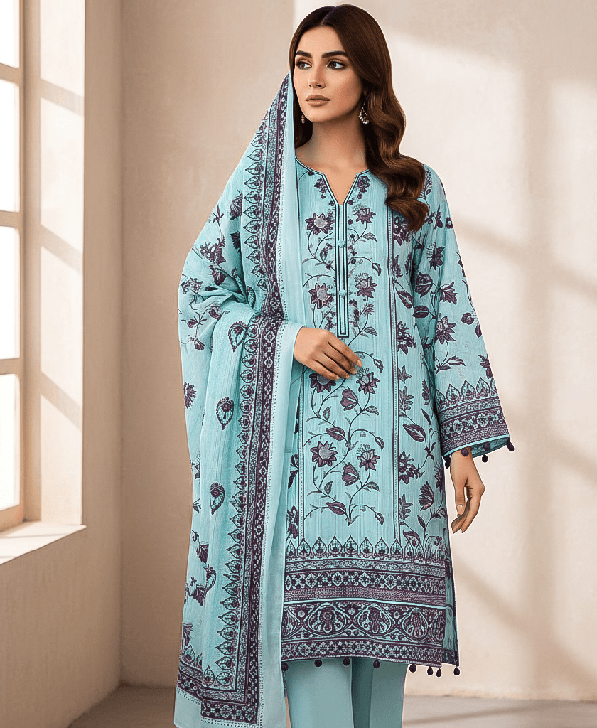 Bin Saeed 3 Piece Printed Cotton Suit | Premium Unstitched Summer Collection 2025