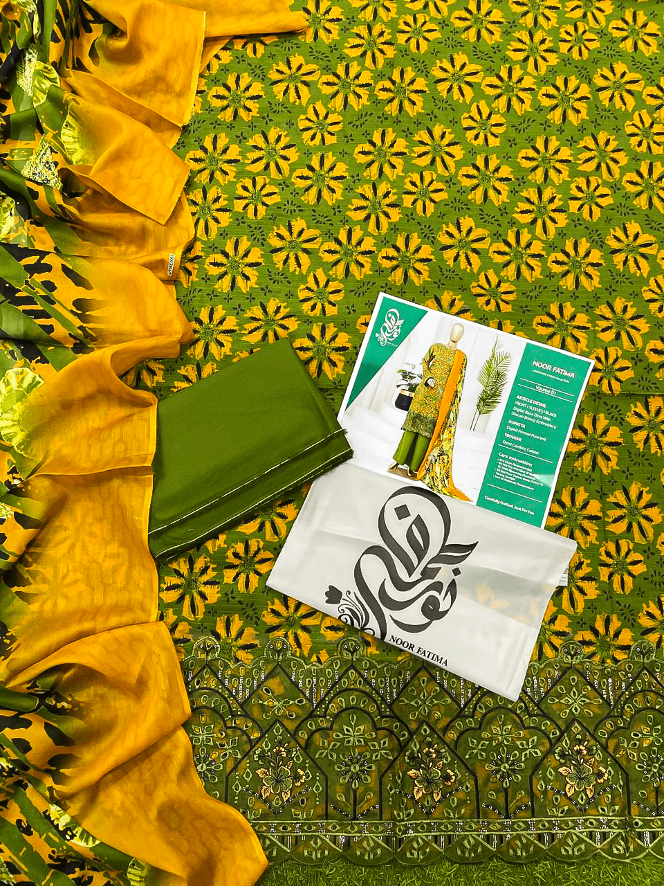 Noor E Azal (Noor Fatima) Unstitched 3 Piece Lawn Suit | Digital Printed Embroidered Dress