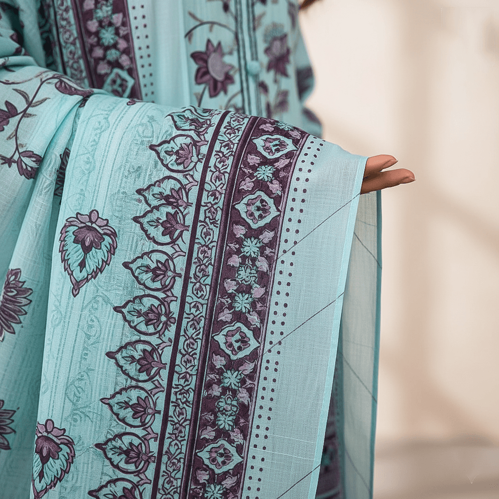 Bin Saeed 3 Piece Printed Cotton Suit | Premium Unstitched Summer Collection 2025