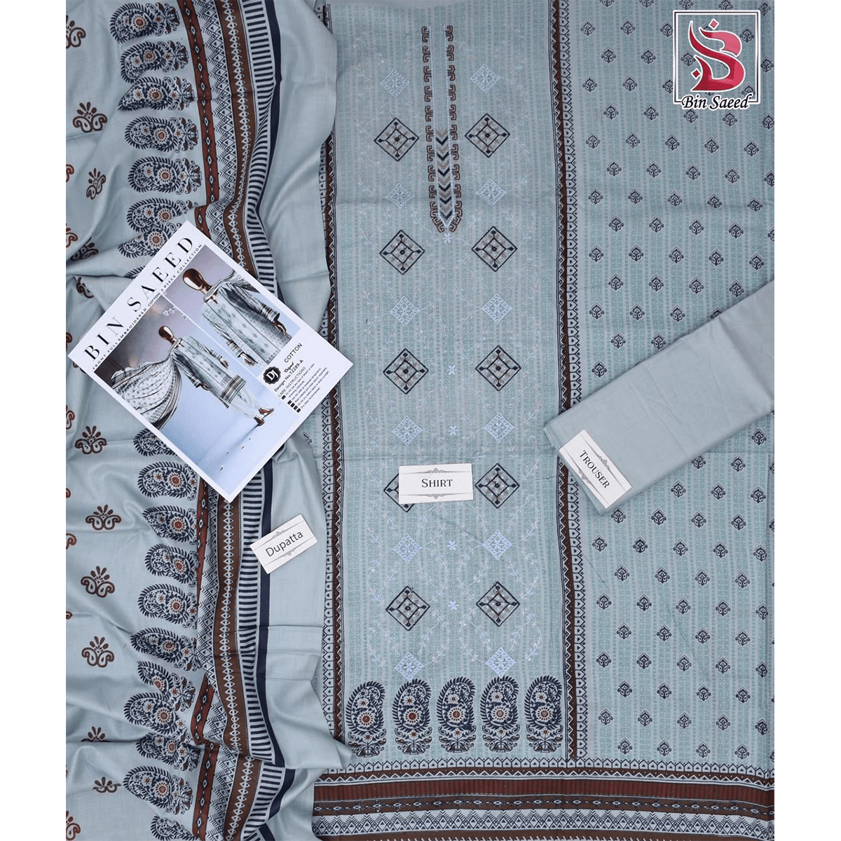 Bin Saeed 3 Piece Printed Cotton Suit | Premium Unstitched Summer Collection 2025