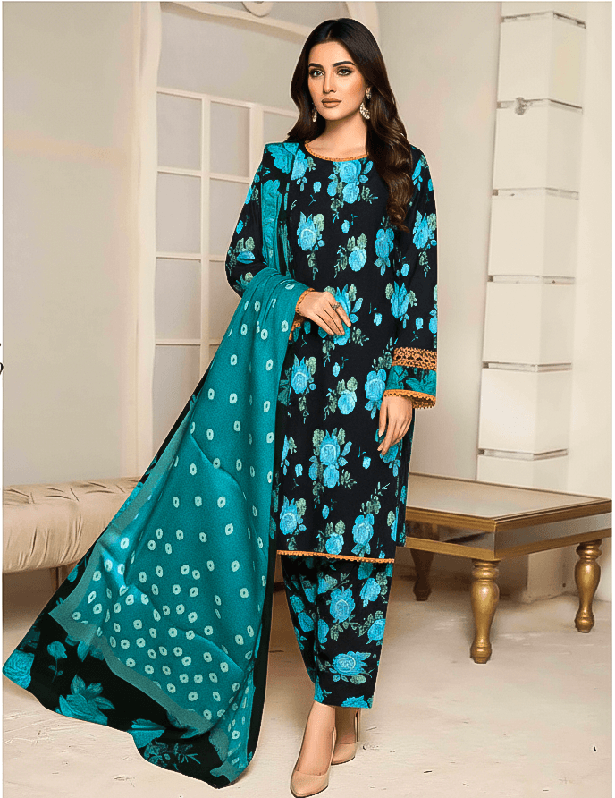 Bareeze Digital Khaddar 3 Piece Suit | Premium Women's Winter Collection 2025