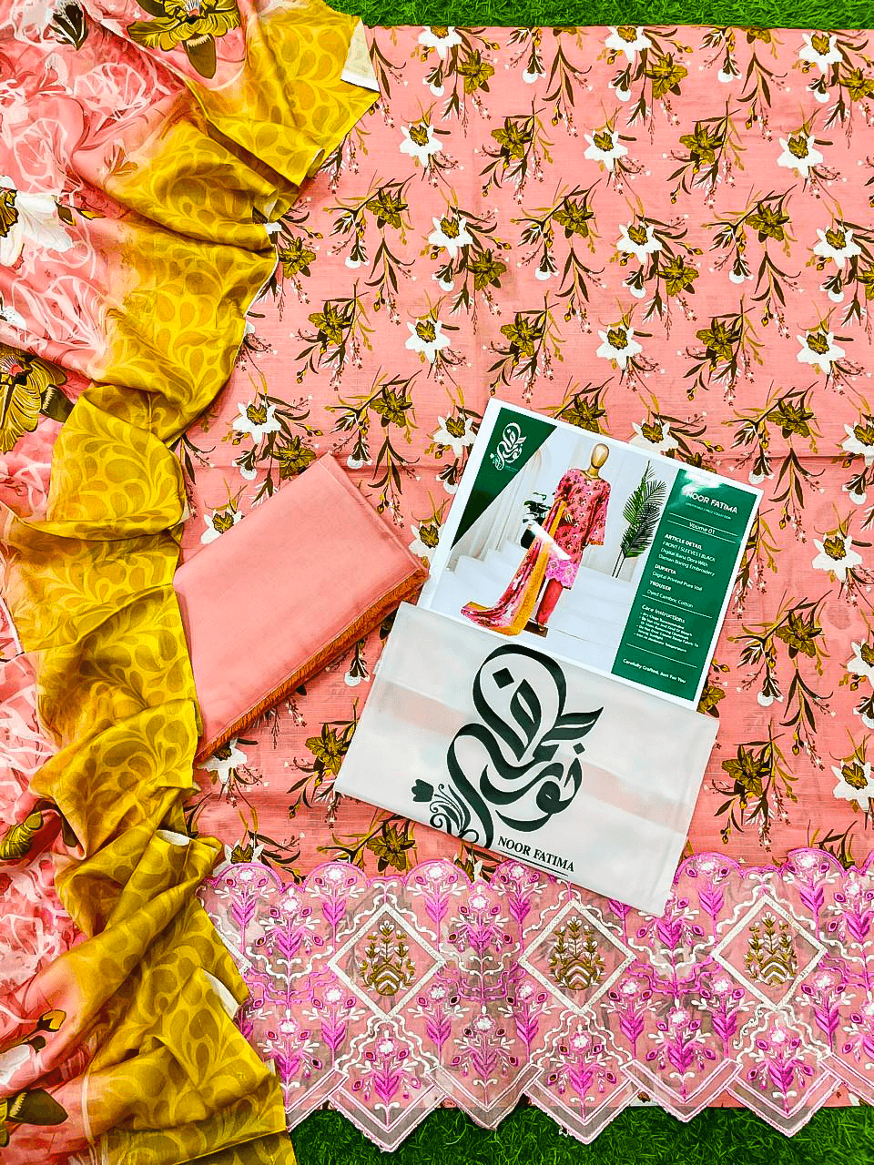 Noor E Azal (Noor Fatima) Unstitched 3 Piece Lawn Suit | Digital Printed Embroidered Dress