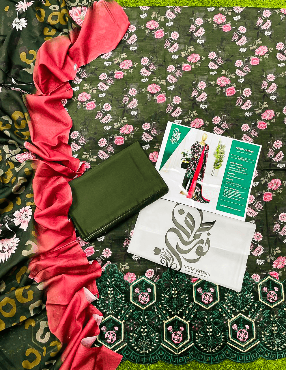 Noor E Azal (Noor Fatima) Unstitched 3 Piece Lawn Suit | Digital Printed Embroidered Dress