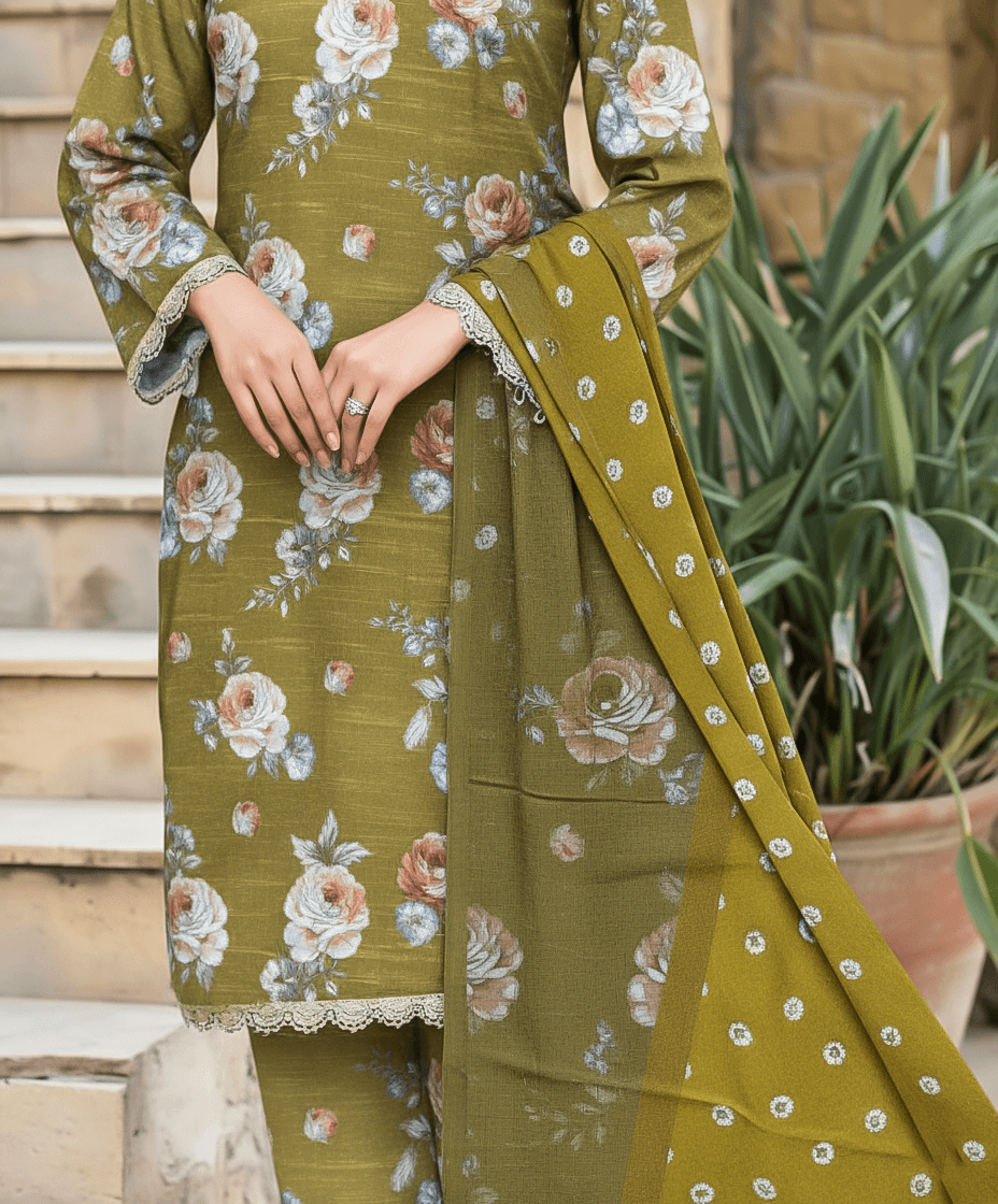 Bareeze Digital Khaddar 3 Piece Suit | Premium Women's Winter Collection 2025