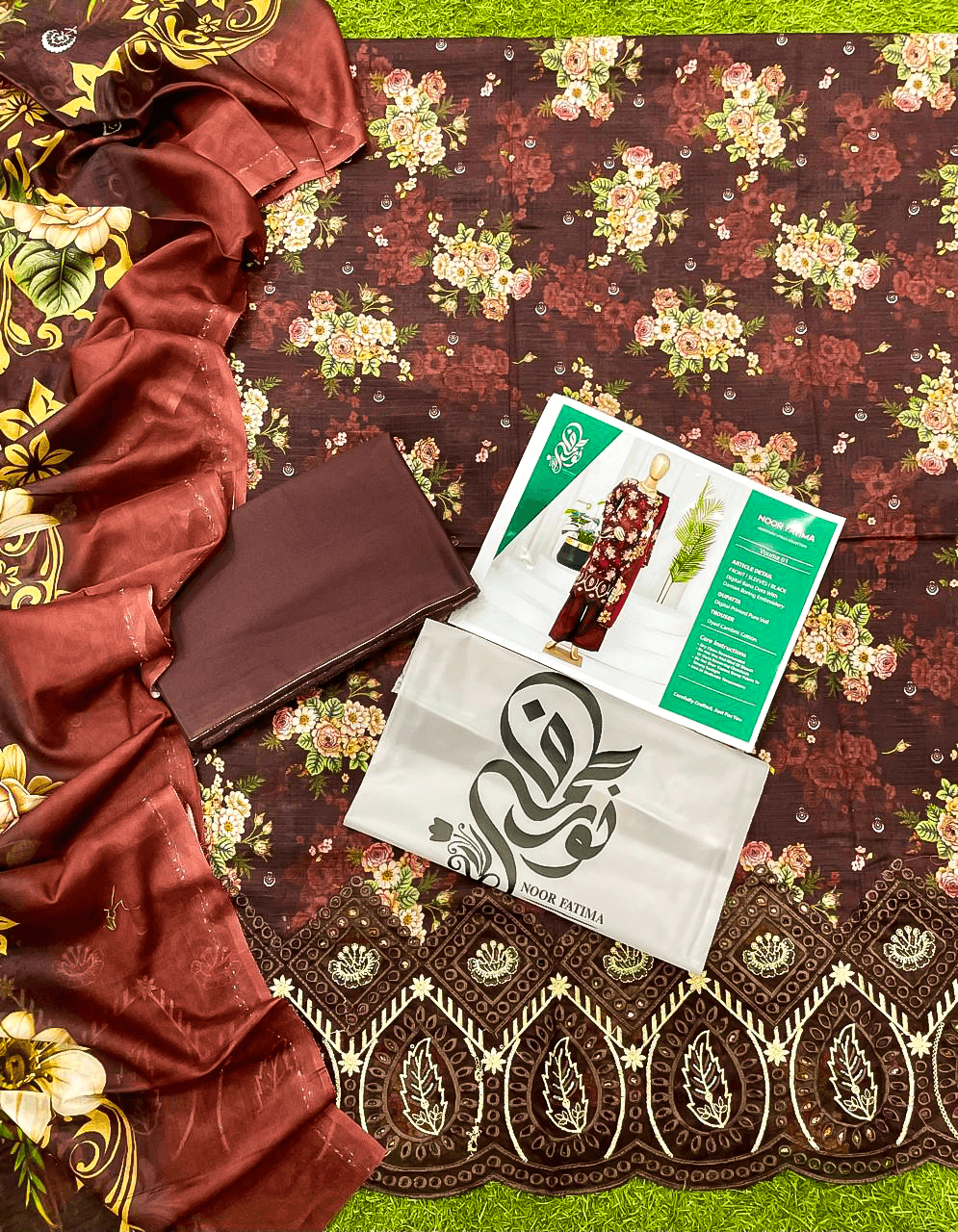 Noor E Azal (Noor Fatima) Unstitched 3 Piece Lawn Suit | Digital Printed Embroidered Dress